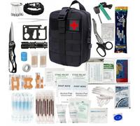 Survival First Aid Kit, 196 Pieces, 1000D Nylon Trauma First Aid Bag, Survival Gear and Equipment, Emergency Kits, for Men Women Camping, Boat, Earthquake, Hiking, Hunting(Black)