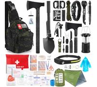 Survival Kit, 268 Pcs Emergency Survival Gear and Equipment Supplies with First Aid Kit, Camping Axe, Headlamp, Crossbody Bag for Camping Hiking, Hunting, Gift for Christmas Men, Dads, Black Como