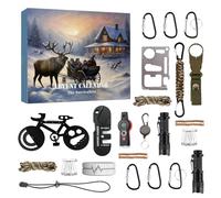 Survival Kit Advent Calendar 2024, 24 Day Survival Tools Christmas Countdown Calendar, Christmas Outdoor Adventure Mens Advent Calendar, Travel Hiking Camping Accessories, for Teens & Adults