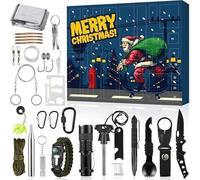 Survival Kit Advent Calendar 2024for Men,Outdoor Adventure Camping Fishing Climbing Wilderness Survival 24 in1, for Teen Adult Cool Gadgets