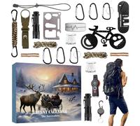 Survival Kit Advent Calendar, Men's Survival Tools Advent Calendar With Parachute Cord Flashlight, Survival Kit Countdown Calendar For Hiking Camping Backpacking