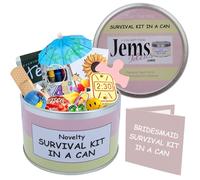 Survival Kit In A Can Bridesmaid Humorous Novelty Gift - Wedding Day Thank You Present & Card All In One. Gifts For Her/Gifts For Women Favour/Favor. Customise Your Can Colour. (Pink/Cream)