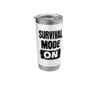 Survival Mode: On | Grungy (Black Text) Stainless Steel Insulated Tumbler