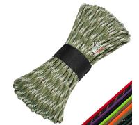 Survival Paracord 550 Fire Paracord Survivor Nlyon Rope Cord 10 Strands US Military Type III 550 Parachute Cord with Integrated Fishing Line, Fire-Starter Tinder 4 in 1(Camo Army Green Khaki)