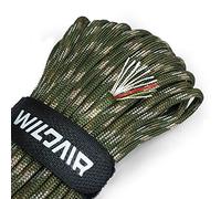 Survival Paracord Parachute Fire Cord Survival Ropes 4-in-1 5/32" Diameter U.S. Military Type III with Integrated Fishing Line, Fire-Starter Tinder (Forest Camo)