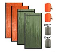 Survival Sleeping Bag, Thermal Sack Blanket PE Aluminum Film Lightweight Tear-Resistant Warm Windproof for Camping Hiking Kit 4-Pack