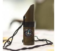 Survival Whistle, 7-in-1 Outdoor Whistle with Com-pass Thermometer LED Flashlight Magnifying Glass Rescue Camping Equipment