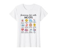 Survive Life with ME/CFS Cute Awareness Design Value Graphic T-Shirt, Women, White, XS