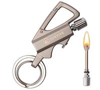 SURVIVE Permanent Match Bottle Opener Metal Keychain, Reusable Survival Fire Starter Lighter, Emergency Waterproof Striker Stick Kit (Silver)