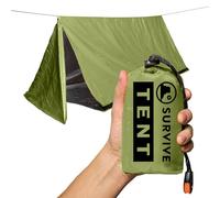 SURVIVE Survival Tent with Doors, 2 Person Mylar Emergency Camping Hiking Shelter for Survival Kits, All Weather Thermal Protection, Includes 22 ft of Paracord and Whistle (Green)