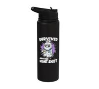 Survived Another Night Shift Ghost Doctor Nurse Stainless Steel Insulated Water Bottle