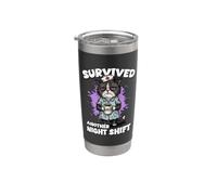 Survived Another Night Shift Nurse Cat Nightshift Stainless Steel Insulated Tumbler