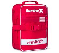 SurviveX Large First Aid Kit for Car, Travel & Home - Emergency Kit for Hiking, Camping, Backpacking and Outdoor Adventures - Includes Zip Stitch Wound Closure Strips