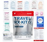 SurviveX Travel Medicine Kit - Compact TSA-Approved Medication Pack for Travel, Camping, Cruises - Includes Over-The-Counter Individual Medicine Packets