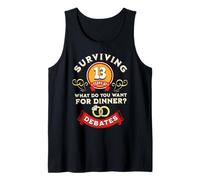 Surviving 13 Years of Debates Funny 13th Wedding Anniversary Tank Top