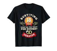 Surviving 18 Years Of Debates Funny 18th Wedding Anniversary T-Shirt