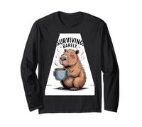 Surviving Barely Capybara Coffee Lover Mellow Mood Women Men Long Sleeve T-Shirt