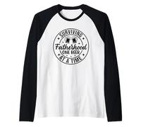 Surviving Fatherhood One Beer at A Time Funny Father Quote Raglan Baseball Tee