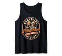 Surviving Fatherhood One Beer At A Time Skeleton Dad Joke Tank Top