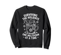 Surviving Holidays, Funny Christmas, Snowman Coffee Sweatshirt