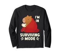 Surviving Mode Cozy Winter Capybara Hot Drink Long Sleeve T-Shirt