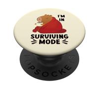 Surviving Mode Cozy Winter Capybara Hot Drink PopSockets Adhesive PopGrip