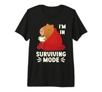 Surviving Mode Cozy Winter Capybara Hot Drink Premium T-Shirt