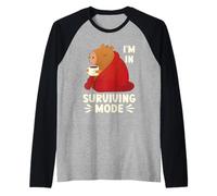Surviving Mode Cozy Winter Capybara Hot Drink Raglan Baseball Tee