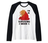 Surviving Mode Cozy Winter Capybara Hot Drink Raglan Baseball Tee