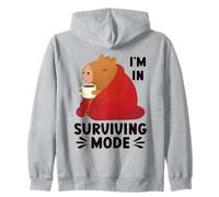 Surviving Mode Cozy Winter Capybara Hot Drink Zip Hoodie