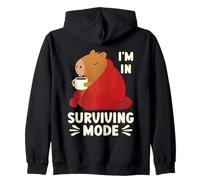 Surviving Mode Cozy Winter Capybara Hot Drink Zip Hoodie