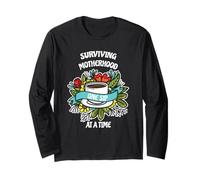 Surviving Motherhood One Sip at A Time Coffee Lover Long Sleeve T-Shirt