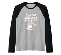 Surviving Motherhood One Sip at a Time Coffee Mom Raglan Baseball Tee