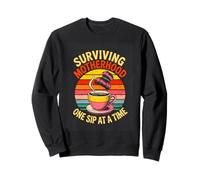 Surviving Motherhood One Sip At A Time Coffee Mom Sweatshirt
