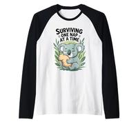 Surviving One Nap at a Time - Cute Sleepy Koala Raglan Baseball Tee