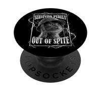 Surviving Out of Spite Funny Cat Dramatic Lightning Band PopSockets Adhesive PopGrip