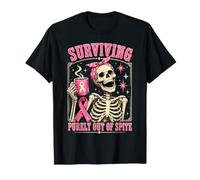 Surviving Purely Out of Spite Funny Skeleton Breast Cancer T-Shirt