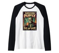 Surviving Purely Out of Spite Zombie Prepper Raglan Baseball Tee