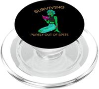 Surviving Purely Out Of Spite Zombie Reading Brains Book PopSockets PopGrip for MagSafe