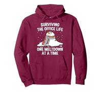 Surviving The Office Life One Meltdown At a Time Funny Pullover Hoodie, Adult Unisex, Burgundy, Medium