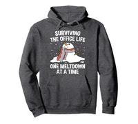 Surviving The Office Life One Meltdown At a Time Funny Pullover Hoodie, Adult Unisex, Dark Heather Grey, Large