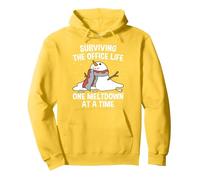 Surviving The Office Life One Meltdown At a Time Funny Pullover Hoodie, Adult Unisex, Lemon Yellow, X-Large