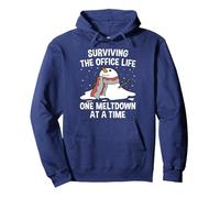 Surviving The Office Life One Meltdown At a Time Funny Pullover Hoodie, Adult Unisex, Navy Blue, Medium