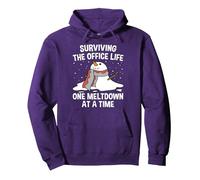 Surviving The Office Life One Meltdown At a Time Funny Pullover Hoodie, Adult Unisex, Purple, Medium