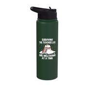 Surviving The Teacher Life One Meltdown At a Time Funny Stainless Steel Insulated Water Bottle