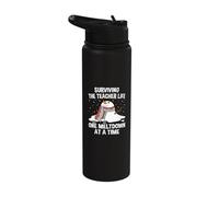 Surviving The Teacher Life One Meltdown At a Time Funny Stainless Steel Insulated Water Bottle