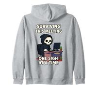 Surviving This Meeting One Sigh At A Time Grim Reaper Zip Hoodie