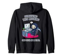 Surviving This Meeting One Sigh At A Time Grim Reaper Zip Hoodie