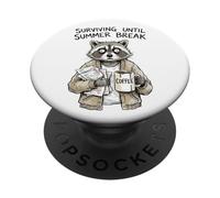 Surviving Until Summer Break Raccoon Funny Teacher PopSockets Adhesive PopGrip
