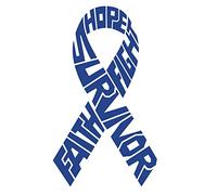 Survivor Colorectal Cancer Ribbon Decal |Blue | Made in USA by Foxtail Decals | for Car Windows, Tablets, Laptops, Water Bottles, etc. | 2.6 x 4.5 inch